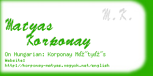 matyas korponay business card